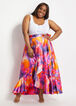 Belted Satin Watercolor Maxi Skirt, Beetroot Purple image number 2
