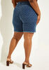 Textured Distressed Denim Shorts, Medium Blue image number 1