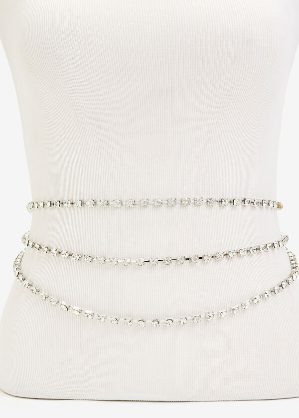 Silver Crystal Chain Belt, Silver image number 1
