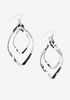 Twisted Silver Tone Drop Earrings, Silver image number 0