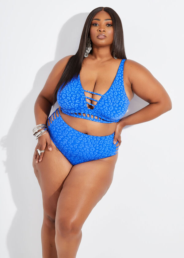 YMI Leopard Cutout Bikini, Blue image number 0