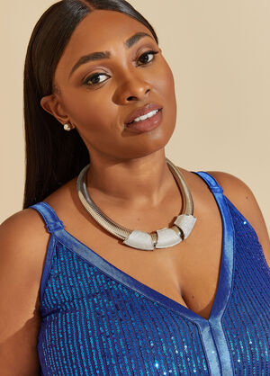 Glittered Coiled Collar Set, Silver image number 0