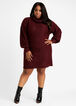 Plus Size Trendy Cowl Neck Cable Knit Cozy Chic Mini Sweater Dress image number 0