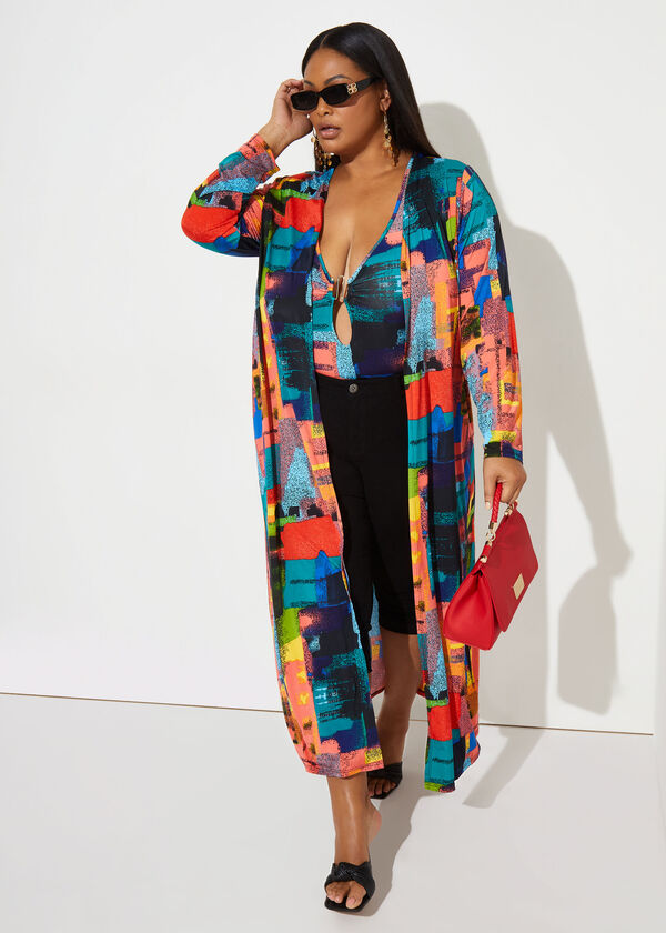 Abstract Print Knit Duster, Multi image number 2