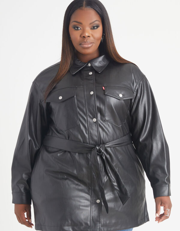 Levis Belted Faux Leather Jacket, Black image number 0