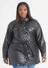 Plus Size Levi's Faux Leather Utility Jacket Cozy Belted Coat Shacket image number 0
