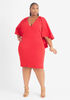 Cape Effect Textured Sheath Dress, Red image number 0