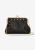 Studded Faux Leather Chain Clutch, Black image number 0