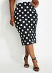 Black Dot Scuba Midi Skirt, Black White image number 0