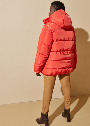 Faux Shearling Lined Puffer Coat, Orange image number 1
