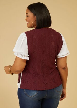 Layered Textured Knit Top, Fig image number 1