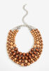 Wood Bead Illusion Necklace, Brown image number 0