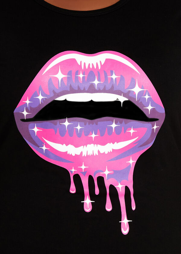 Dripping Lips Graphic Tee, Black image number 1