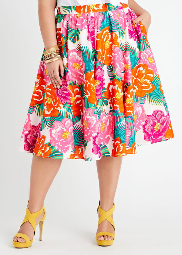 Floral 2 Pocket Midi Skirt, Multi image number 0