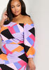 Off The Shoulder Geo Bodycon Dress, Multi image number 2