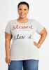 Sequin Blessed Americana Tee, Heather Grey image number 0