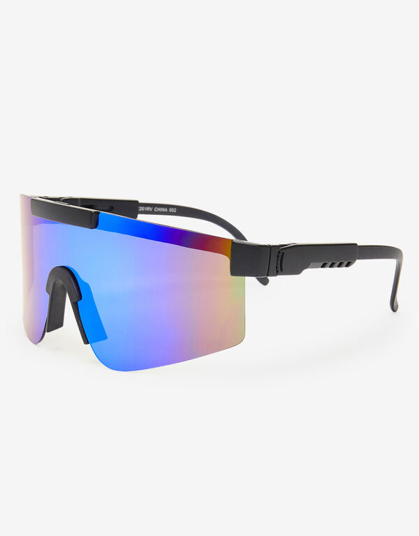 Shield Rimless Sunglasses, Blue image number 1
