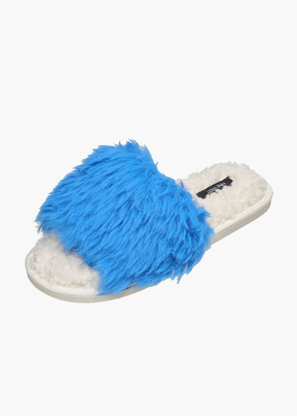 Nine West Fuzzy Slide Sandals, Blue image number 0