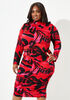 Printed Ruched Midi Bodycon Dress, Multi image number 0