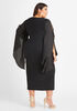 Stretch Knit Drama Sleeve Dress, Black image number 1