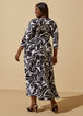 U Ring Geo Print Maxi Dress, Black White image number 1