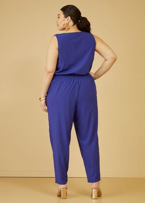 Ruffle Trimmed Tapered Jumpsuit, Royal Blue image number 1