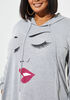 Face Graphic Hoodie Dress, Heather Grey image number 2