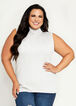 Plus Size Basic Stretch Knit Sleeveless Fitted Mock Neck Sweater Tops image number 0