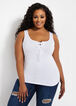 Plus Size Basic Stretch Knit Scoop Neck Lace Up Tank Top image number 0