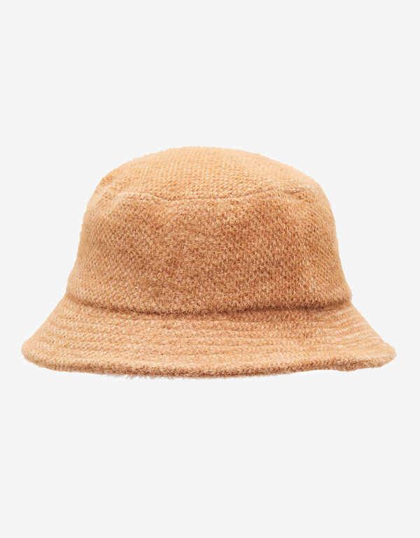Brushed Knitted Bucket Hat, Camel Taupe image number 0