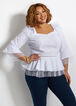 Tier Mesh Trim Sweetheart Top, White image number 0