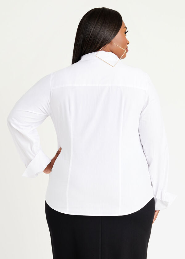 Tall Cotton Blend Poplin Shirt, White image number 1