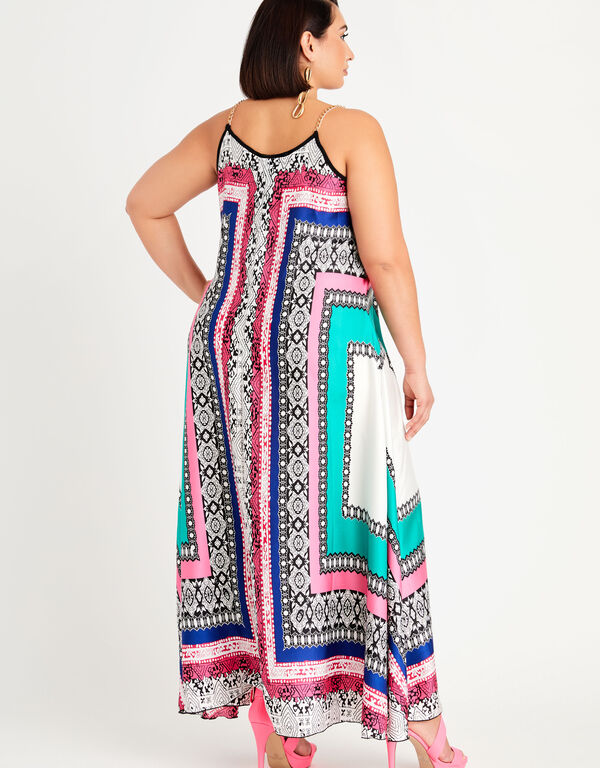 Chain Strap Scarf Maxi Dress, Multi image number 1