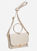 Faux Leather Handle Ring Flap Bag, Stone image number 0