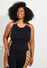 Printed Paneled Stretch Knit Tank, Black Combo image number 0