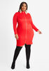 Rib Knit Zip Front Bodycon Dress, Red image number 0
