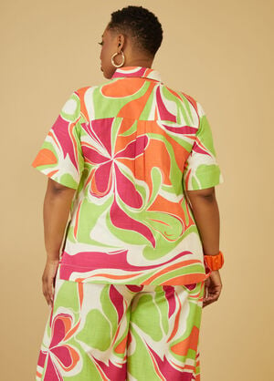Abstract Print Woven Shirt, LIVING CORAL image number 1