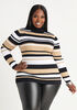 Striped Rib Knit Turtleneck Sweater, CORNSTALK image number 0