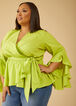 Ruffled Faux Wrap Blouse, LIME PUNCH image number 2
