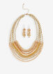 Multi Strand Bead Necklace Set, Gold image number 0