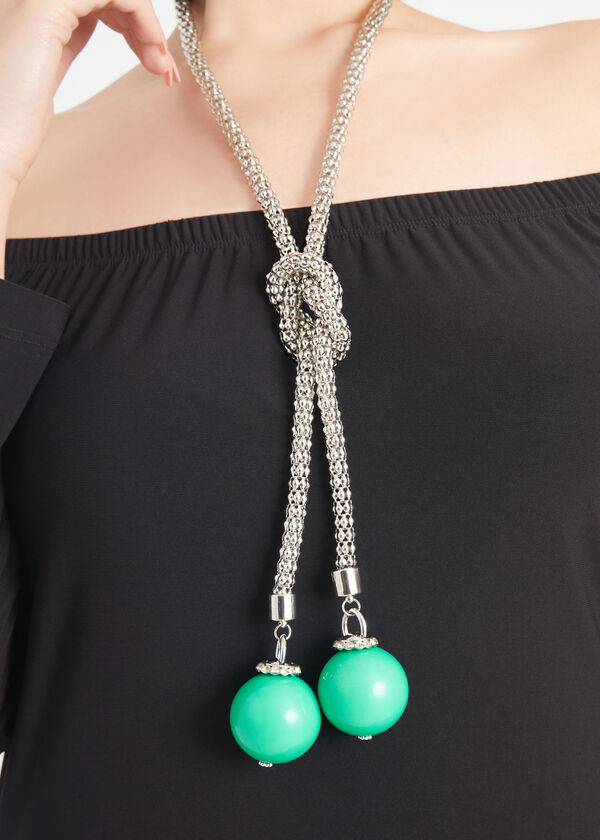 Silver Tone Beaded Necklace Set, Pepper Green image number 2