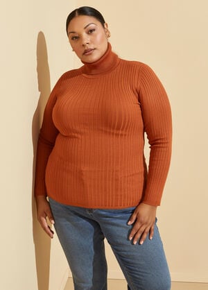 Ribbed Turtleneck Sweater, Bombay Brown image number 0