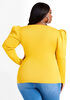Puffed Sleeve Ribbed Sweater, Nugget Gold image number 1