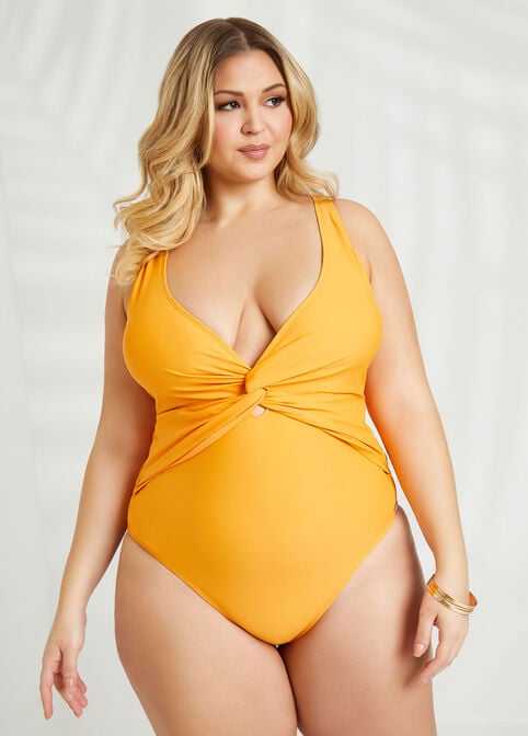 Nicole Miller Twist Swimsuit, Yellow image