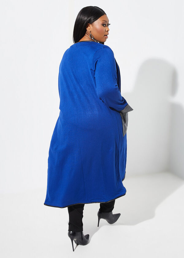 Faux Leather Trimmed Duster, Sodalite image number 1