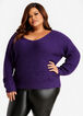Knot Plunge Back Sweater, Acai image number 1