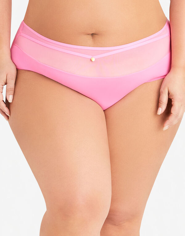 Micro Hipster Panty With Mesh, Bright Pink image number 1