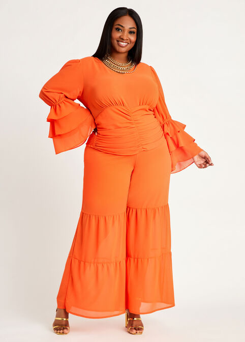 Tiered High Waist Wide Leg Pant, Koi image number 2