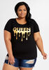Queen Gold Drip Graphic Tee, Black image number 0