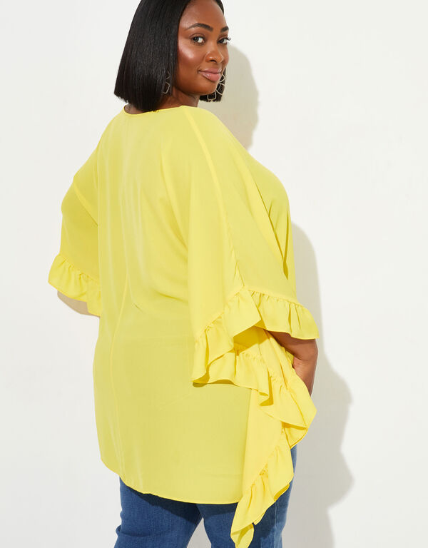 Ruffled Crepe De Chine Blouse, Maize image number 1